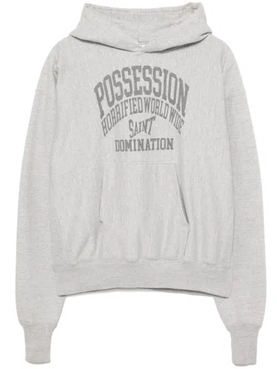 Saint Mxxxxxx Slogan-printed Hoodie In Grey