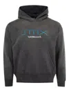 Saint Mxxxxxx Smx6 Distressed Logo-print Cotton-jersey Hoodie In Black