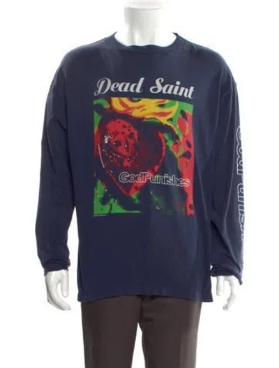 Pre-owned Saint Mxxxxxx Sm-ys1-0000-018 Graphic Print T-shirt In Blue