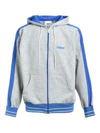 Saint Mxxxxxx Stripe-trim Hoodie In Gray