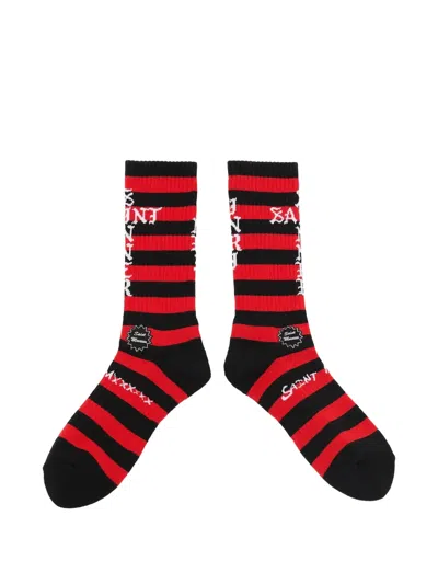 Saint Mxxxxxx Striped Intarsia-knit Socks In Red