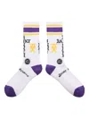 Saint Mxxxxxx Striped Logo Socks In White