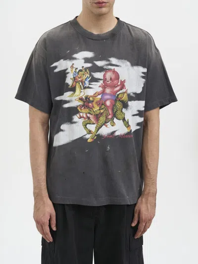 Saint Mxxxxxx T-shirt Damaged In Gray