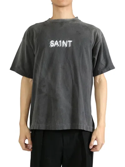 Saint Mxxxxxx Text-print Cotton T-shirt In Black