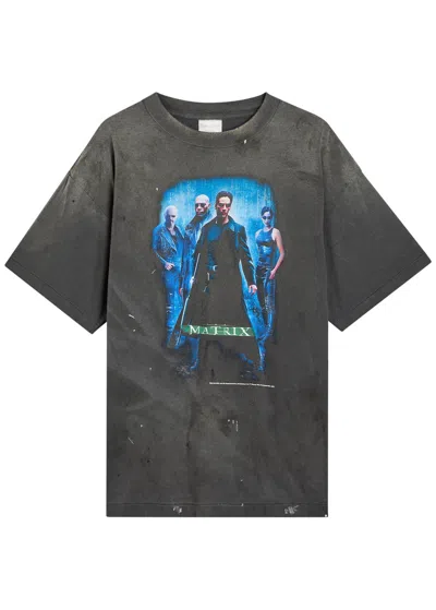 Saint Mxxxxxx The Matrix Printed Distressed Cotton T-shirt In Multi