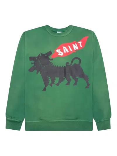Saint Mxxxxxx Three-headed Dog-print Sweatshirt In Green