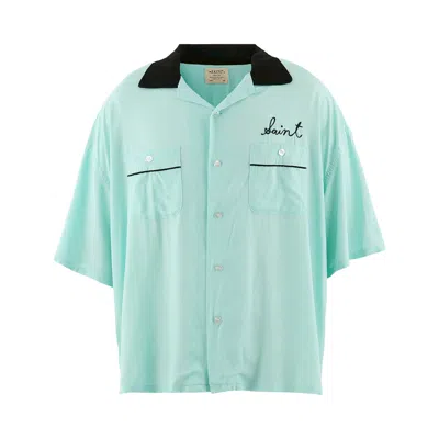 Pre-owned Saint Mxxxxxx Trump Bowling Shirt 'sky Blue' | Men's Size L