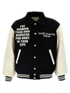 Saint Mxxxxxx Ens Black Logo-embroidered Loose-fit Wool-blend Bomber Jacket