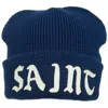 Saint Mxxxxxx Wool Beanie With Logo In Navy Blue