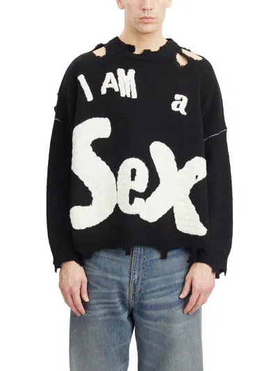 Saint Mxxxxxx Wool Sweater Destroyed In Brown