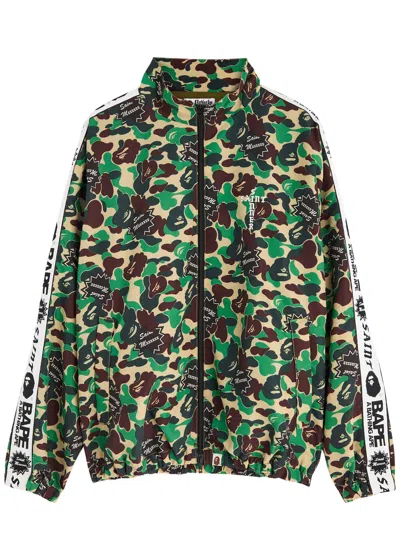 Saint Mxxxxxx X A Bathing Ape Printed Nylon Track Jacket In Camouflage