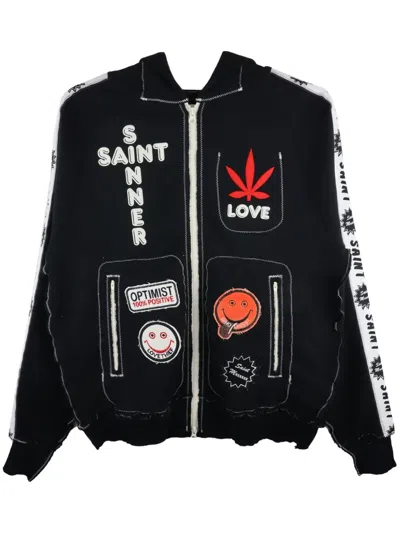 Saint Mxxxxxx X A Love Movement Logo-print Hoodie In Black