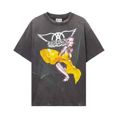 Pre-owned Saint Mxxxxxx X Aerosmith Short-sleeve T-shirt 'black' | Men's Size L