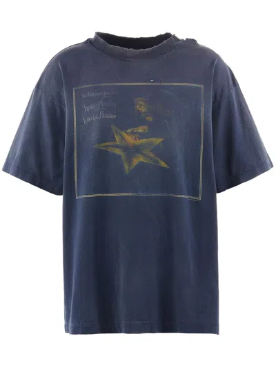 Saint Mxxxxxx X Cactus Plant Flea Market Graphic-print T-shirt In Blue