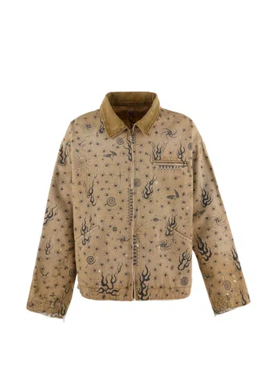 Saint Mxxxxxx X Dr. Woo Graphic-print Jacket In Brown