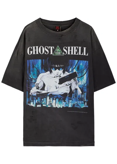 Saint Mxxxxxx X Ghost In The Shell Printed Cotton T-shirt In Black