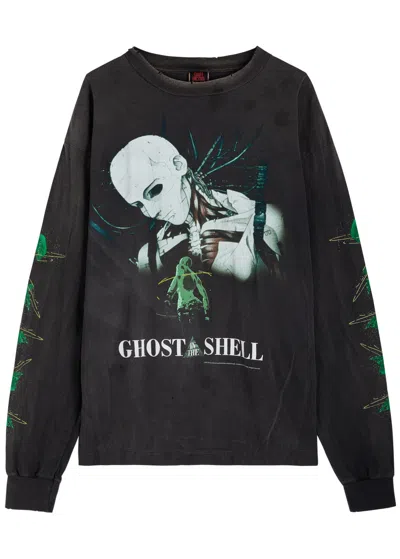 Saint Mxxxxxx X Ghost In The Shell Printed Cotton Top In Black