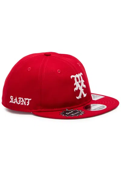 Saint Mxxxxxx X New Era Logo Cotton Snapback Cap In Red