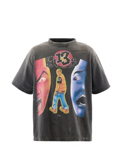 Saint Mxxxxxx X Santastic! X Geeks Rule Graphic-print Distressed T-shirt In Black