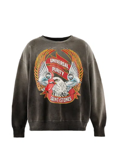 Saint Mxxxxxx X The Rolling Stones Graphic-print Sweatshirt In Gray