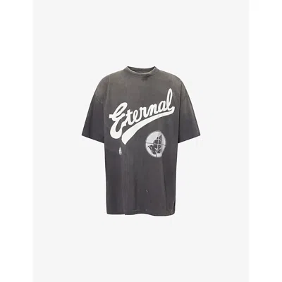 Saint Mxxxxxx Xxxxxx Mens Black Oversized Graphic-print Cotton T-shirt In Multi