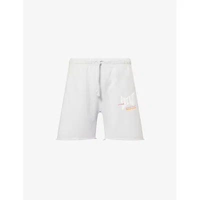 Saint Mxxxxxx Xxxxxx Mens Blue Logo-print Cotton Sweat Shorts In White