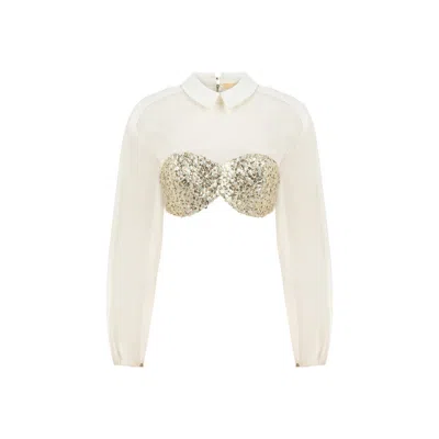 Saint Ones Women's Gold / White Lustris Top In Multi