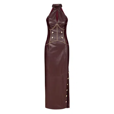 Saint Ones Women's Red Rox Leather Dress In Brown
