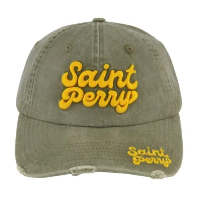 Saint Perry Distressed Baseball Hat In Green