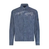 Saint Perry Maze Denim Shirt In Blue
