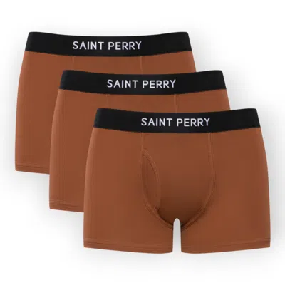Saint Perry Men's Brown Cotton Boxer Brief Three Pack– Coffee