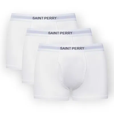Saint Perry Men's Cotton Boxer Brief Three Pack– All White