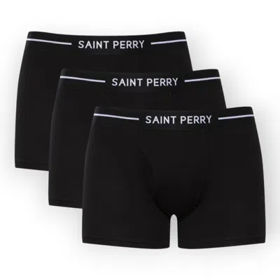 Saint Perry Men's Cotton Boxer Brief Three Pack– Black