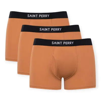 Saint Perry Men's Cotton Boxer Brief Three Pack– Brown