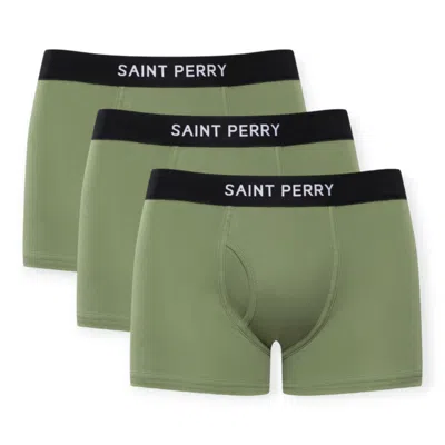 Saint Perry Men's Cotton Boxer Brief Three Pack– Green