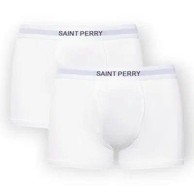 Saint Perry Men's Cotton Boxer Brief Two Packs – All White