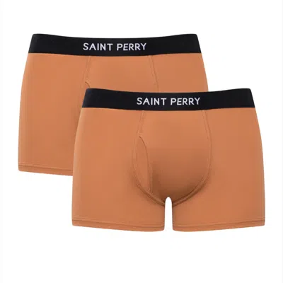 Saint Perry Men's Cotton Boxer Brief Two Packs – Brown