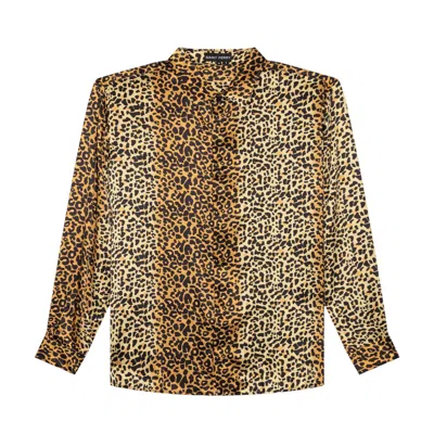 Saint Perry Men's Gold Cheetah Long Sleeves Shirt