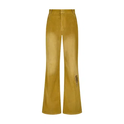 Saint Perry Men's Gold Logo Embroidery Corduroy Pants