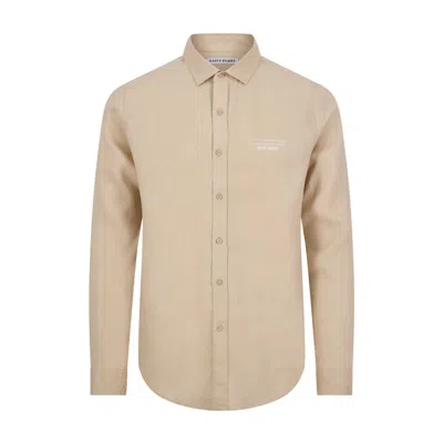 Saint Perry Men's Neutrals Slim Fit Lightweight Linen Shirt – Beige