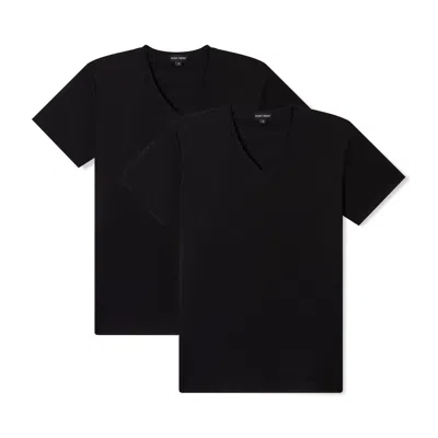 Saint Perry Men's V-neck Black T-shirt Two Pack