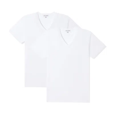 Saint Perry Men's V-neck White T-shirt Two Pack