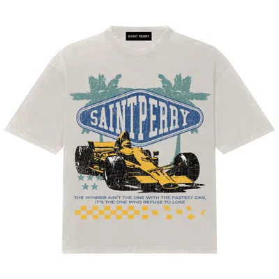 Saint Perry Men's White Fast Car Tee