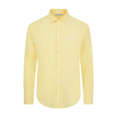 Saint Perry Men's Yellow / Orange Slim Fit Lightweight Linen Shirt – Yellow In Yellow/orange