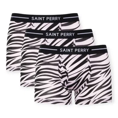 Saint Perry Men's Zebra Boxer Brief Three Packs– White