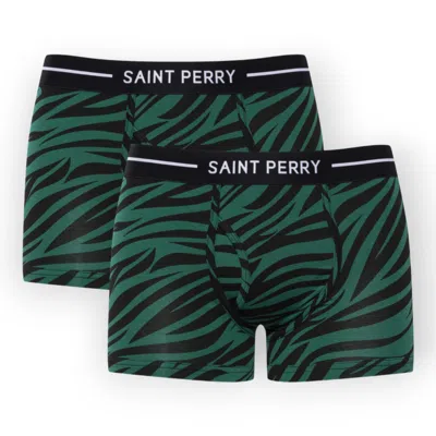 Saint Perry Men's Zebra Boxer Brief Two Packs– Green