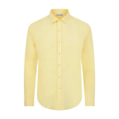 Saint Perry Slim Fit  Linen Shirt In Yellow