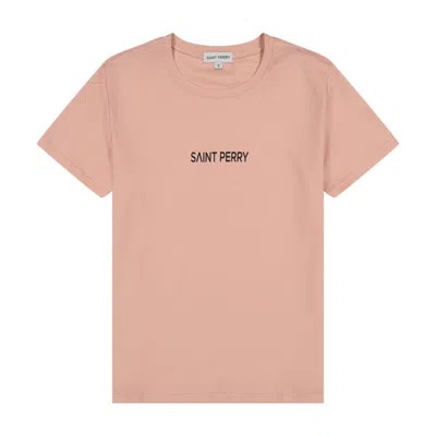 Saint Perry Women's Yellow / Orange Cotton Crewneck Shirt - Peach Small Logo Print In Yellow/orange