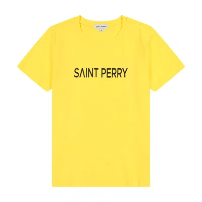 Saint Perry Women's Yellow / Orange Cotton Crewneck Shirt - Yellow Big Logo Print In Yellow/orange