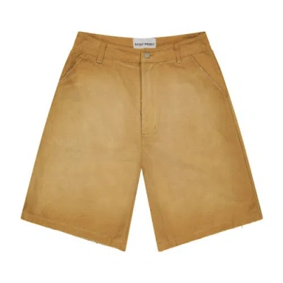 Saint Perry Worn Bull Denim Short In Brown